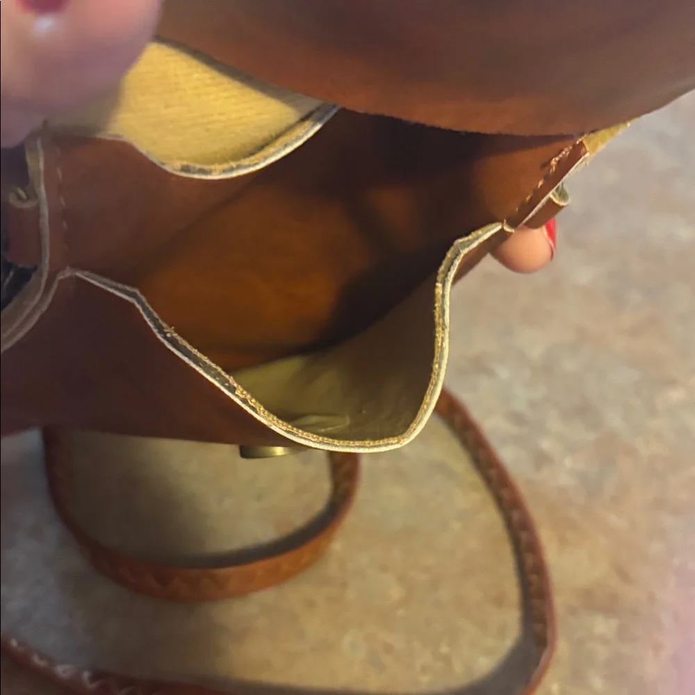 Brown Crossbody Bag with Floral Accent